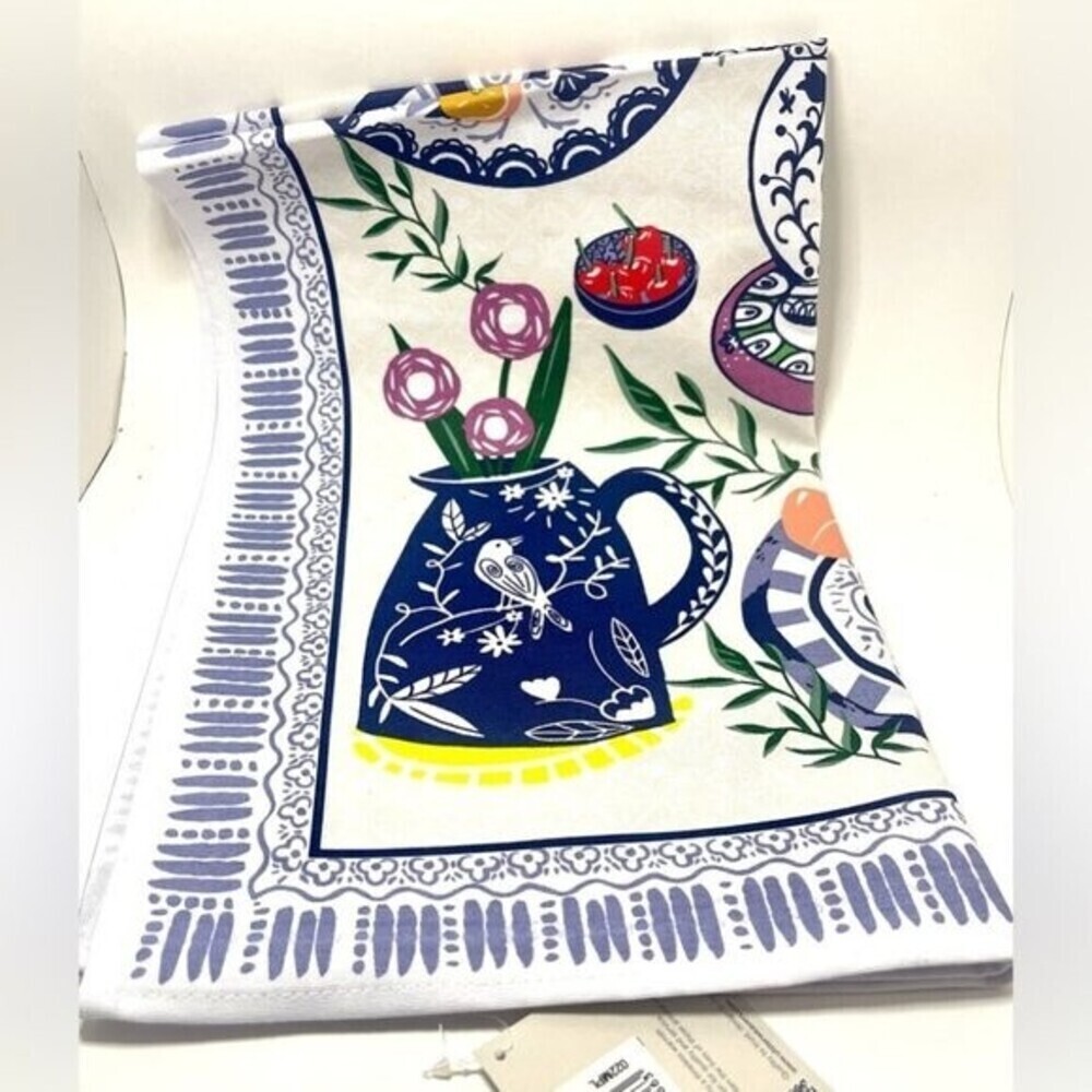Ulster’s Weavers Cotton Tea Towel Mediterranean Plates Design New With Tags - Picture 1 of 5